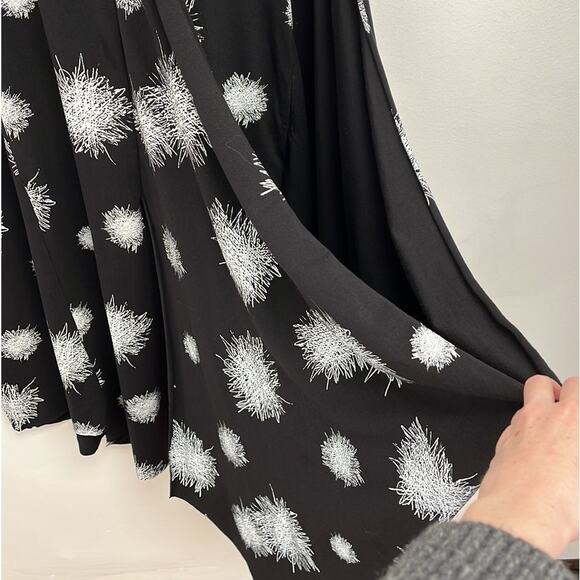 Snapdragon & Twig Angelina Dress Asymmetrical Draping Black Mini Scribble - XS - Picture 12 of 15